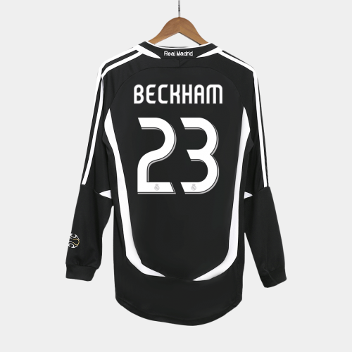 Real Madrid BECKHAM #23 Long Sleeve Away Soccer Jersey Retro 2006/07