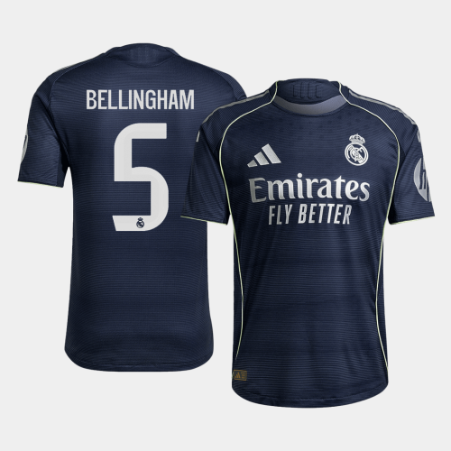 Real Madrid BELLINGHAM #5 Away Soccer Jersey Authentic 2025/26