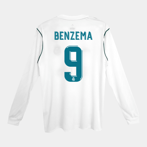Real Madrid BENZEMA #9 Home Soccer Jersey Retro 2017/18 - Long Sleeve