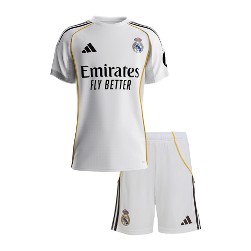 Real Madrid Home Soccer Jersey Kit 2025/26 Kids(Jersey+Shorts)