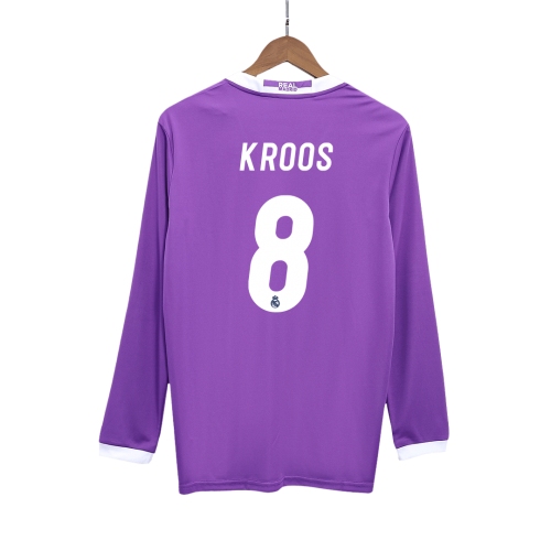 Real Madrid KROOS #8 Away Soccer Jersey Retro 2016/17 - Long Sleeve