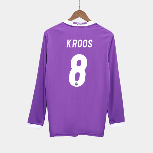 Real Madrid KROOS #8 Away Soccer Jersey Retro 2016/17 - Long Sleeve
