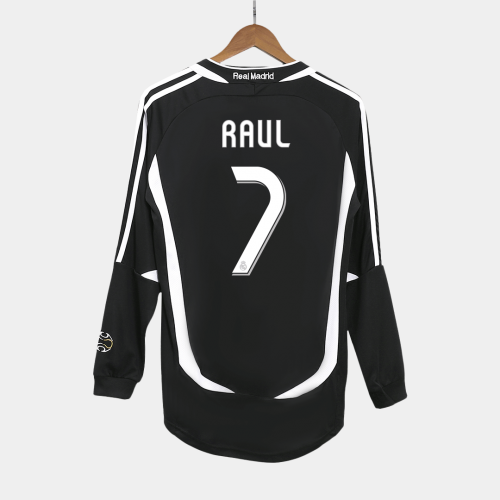 Real Madrid RAUL #7 Long Sleeve Away Soccer Jersey Retro 2006/07