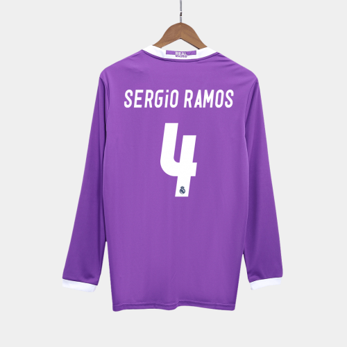 Real Madrid SERGIO RAMOS #4 Away Soccer Jersey Retro 2016/17 - Long Sleeve