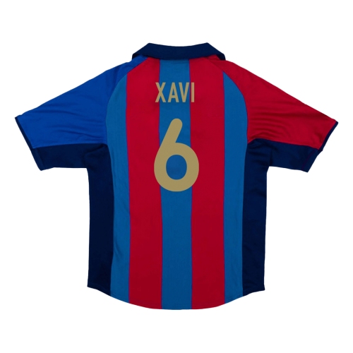 Barcelona XAVI #6 Home Soccer Jersey Retro 2001/02