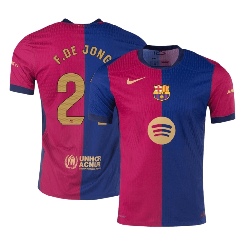 Barcelona F.DE JONG #21 Home Soccer Jersey Authentic 2024/25 - Spotify Logo Without Text