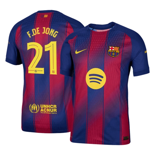 Barcelona F.DE JONG #21 Home Soccer Jersey Authentic 2025/26 - UCL Edition