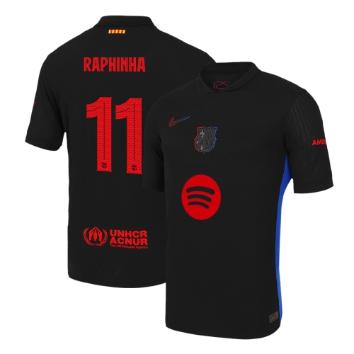 Barcelona RAPHINHA #11 Away Soccer Jersey Authentic 2024/25 - UCL Edition (Spotify Logo Without Text)