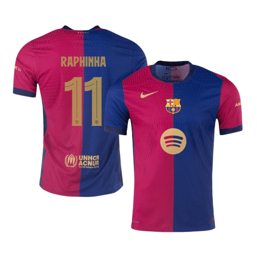 Barcelona RAPHINHA #11 Home Soccer Jersey Authentic 2024/25 - UCL Edition(Spotify Logo Without Text)