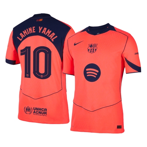 LAMINE YAMAL #10 Authentic Barcelona Third Away Soccer Jersey 25/26 Orange- UCL