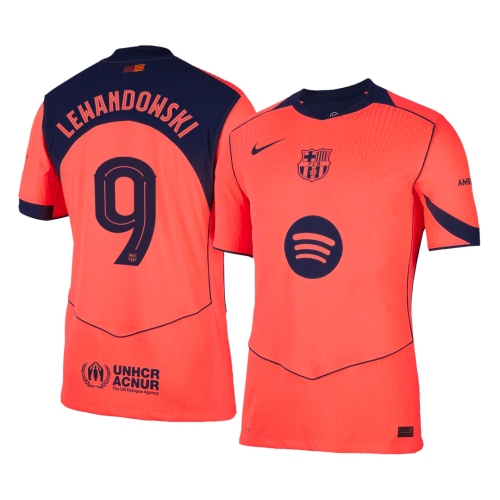 LEWANDOWSKI #9 Authentic Barcelona Third Away Soccer Jersey 25/26 Orange- UCL