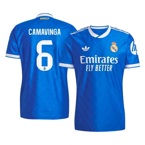 CAMAVINGA #6 Authentic Real Madrid Third Away Soccer Jersey 2025/26 Blue