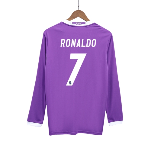 Real Madrid RONALDO #7 Away Soccer Jersey Retro 2016/17 - Long Sleeve
