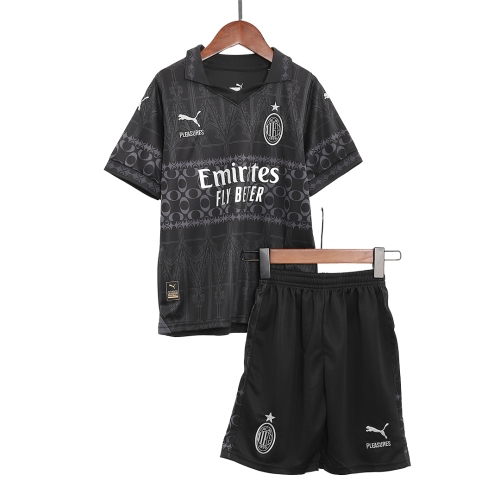 AC Milan x Pleasures Fourth Away Jersey Kit 2023/24 Kids(Jersey+Shorts)