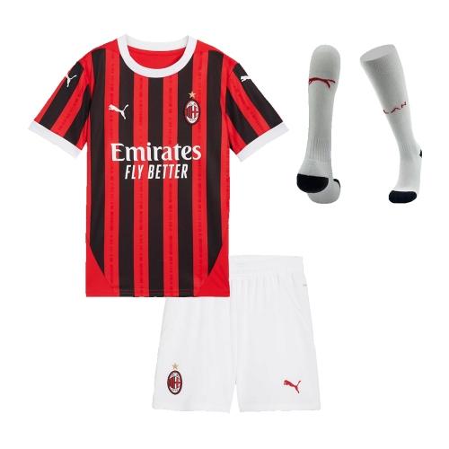 AC Milan Home Jersey Kit 2024/25 Kids(Jersey+Shorts+Socks)