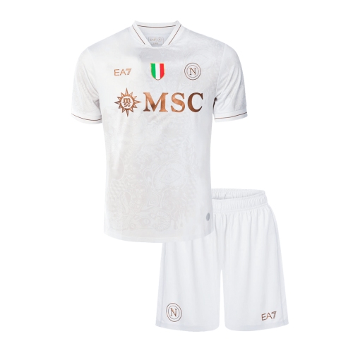 Kid's 25/26 Napoli Away Kit(Jersey+Shorts) White