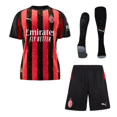 AC Milan Home Soccer Jersey Kit(Jersey+Shorts+Socks) 2025/26 Red&Black