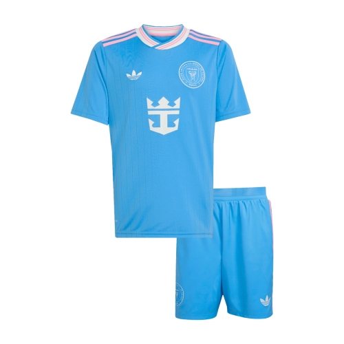Kid's Inter Miami Third away Soccer Jersey Kit(Jersey+Shorts) 2025 Blue