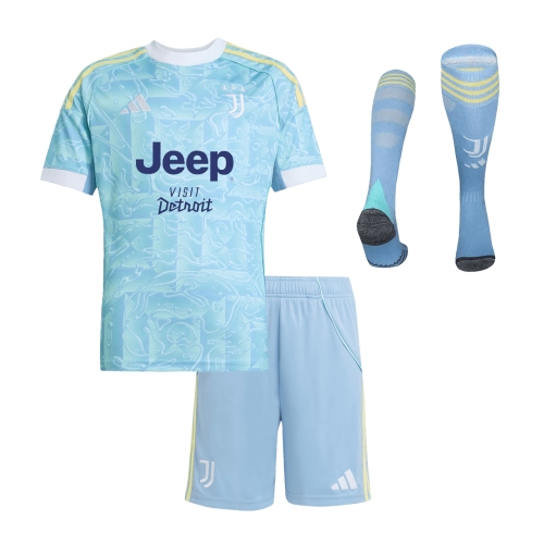 Kid's Juventus Away Soccer Jersey Kit(Jersey+Shorts+Socks) 25/26 Blue