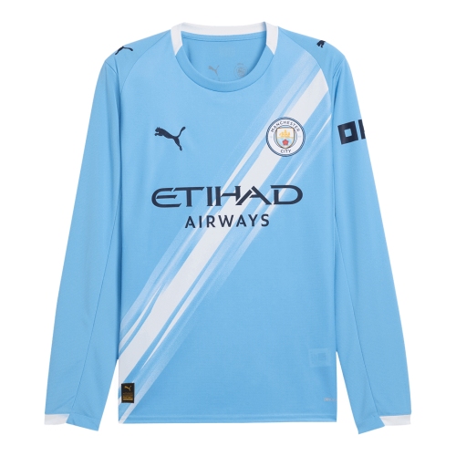 Manchester City Long Sleeve Home Soccer Jersey 2025/26