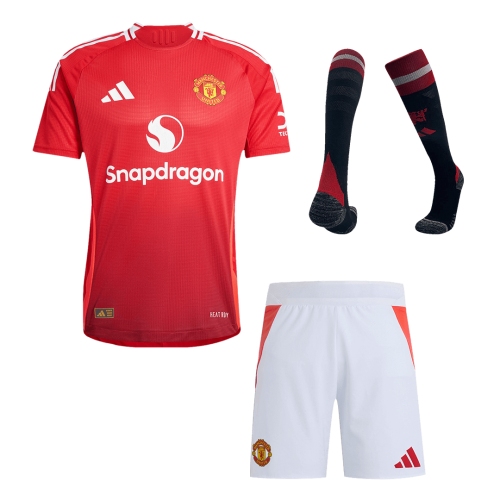 Manchester United Home Soccer Jersey Kit Authentic 2024/25 (Jersey+Shorts+Socks)