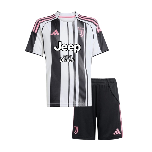 Juventus Home Soccer Jersey Kit 2025/26 Kids(Jersey+Shorts)