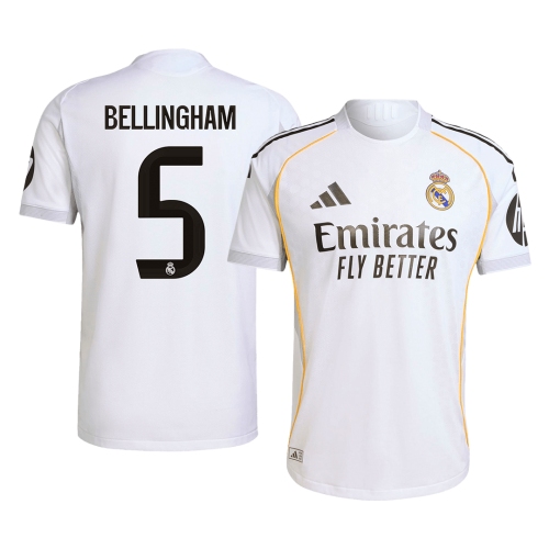 Real Madrid BELLINGHAM #5 Home Soccer Jersey Authentic 2025/26