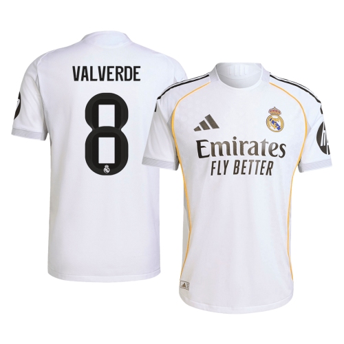 Real Madrid VALVERDE #8 Home Soccer Jersey Authentic 2025/26
