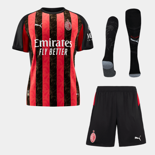 AC Milan Home Soccer Jersey Kit(Jersey+Shorts+Socks) 2025/26 Red&Black