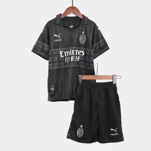 AC Milan x Pleasures Fourth Away Jersey Kit 2023/24 Kids(Jersey+Shorts)