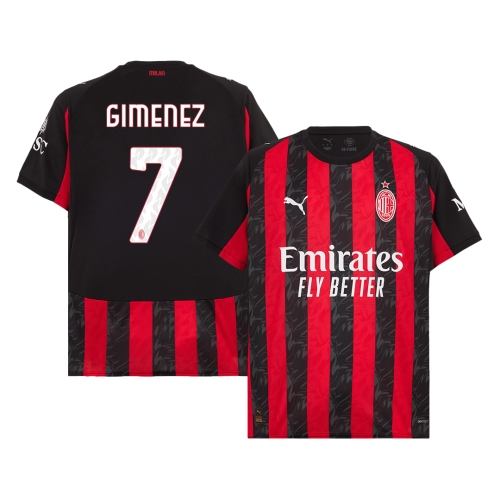 GIMENEZ #7 AC Milan Home Soccer Jersey 2025/26 Red&Black