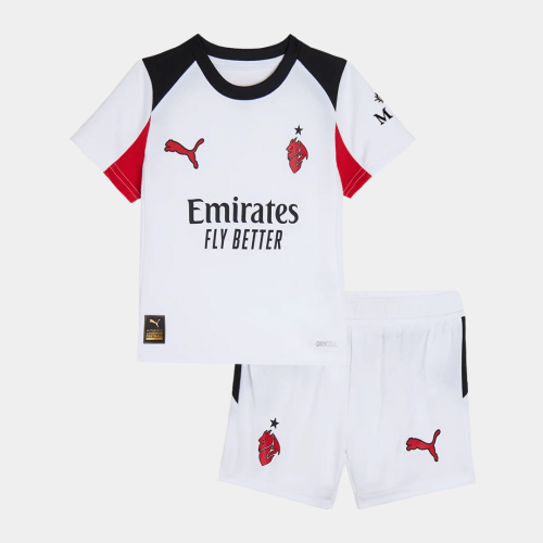 Kids AC Milan Away Soccer Jersey Kit(Jersey+Shorts) 25/26 White