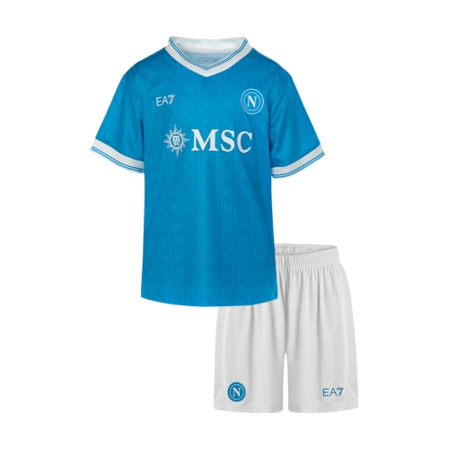 Kids Napoli Home Soccer Jersey Kit(Jersey+Shorts) 25/26 Blue