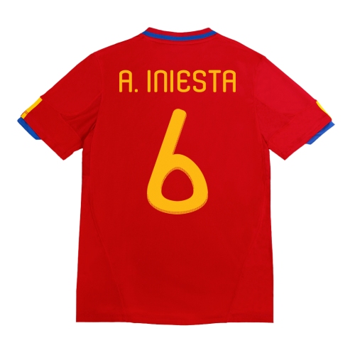 Spain A. INIESTA #6 Home Soccer Jersey Retro 2010