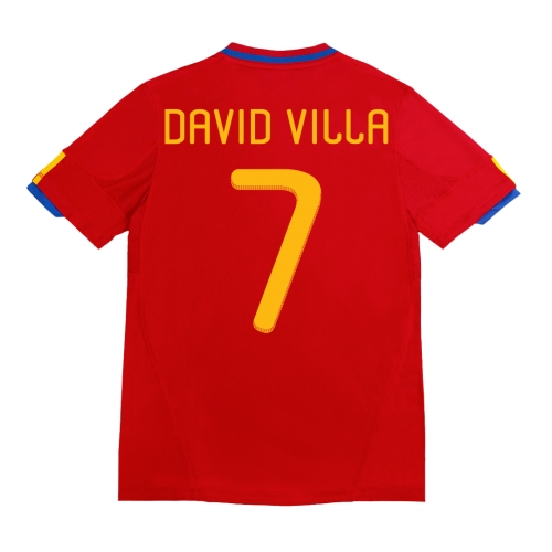 Spain DAVID VILLA #7 Home Soccer Jersey Retro 2010