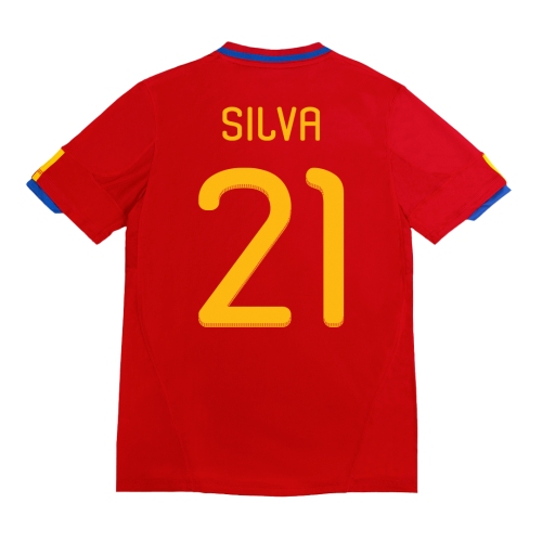 Spain SILVA #21 Home Soccer Jersey Retro 2010