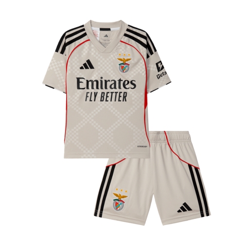 Kids Benfica Away Soccer Jersey Kit 25/26 Beige