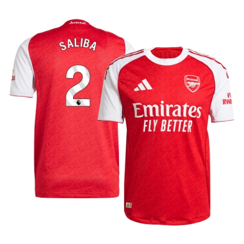 SALIBA #2 Authentic Arsenal Home Soccer Jersey 2025/26 Red