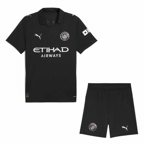 Manchester City Away Soccer Jersey Kit(Jersey+Shorts) 2025/26 Black