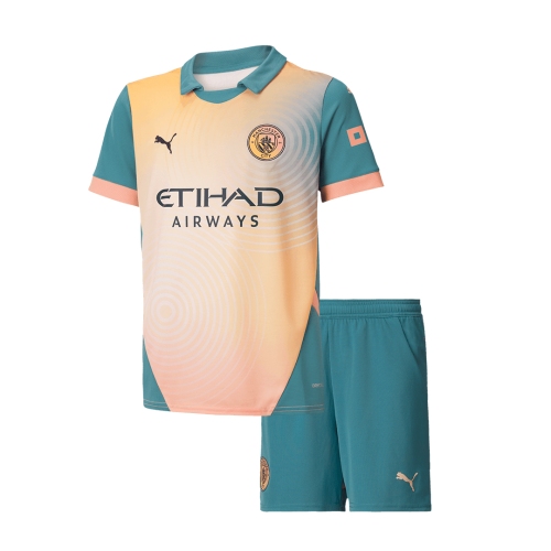 Manchester City Fourth Away Soccer Jersey Kit Kids(Jersey+Shorts)- Definitely City (UCL)