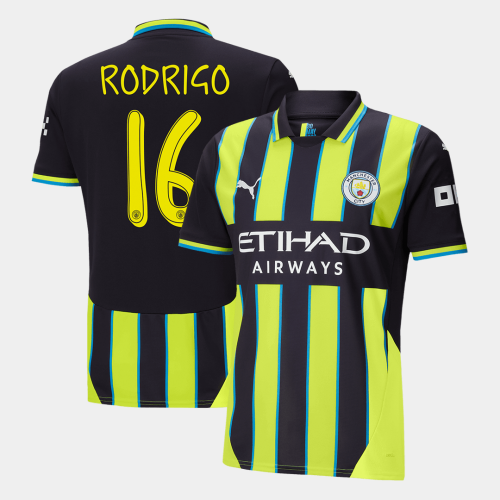 Manchester City RODRIGO #16 Away Soccer Jersey - UCL Edition