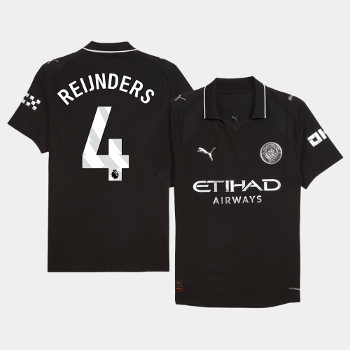 REIJNDERS #4 Authentic Manchester City Away Soccer Jersey 2025/26 Black