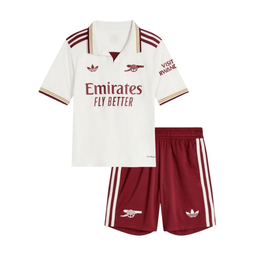 Kids Arsenal Third Away Soccer Jersey Kit 25/26 White