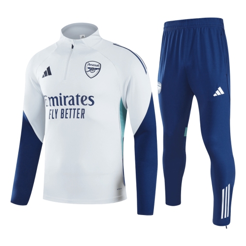 Kids Arsenal Zipper Sweatshirt Kit(Top+Pants) 25/26 White